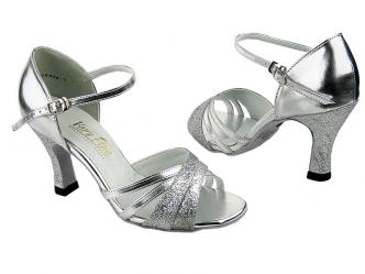dansschoenen zilver leder glitter  